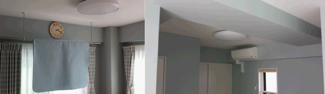 ３階寝室の照明は普通のシーリングライト２灯