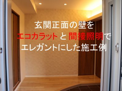 玄関壁面に貼ったエコカラット（ペトラスクエア）