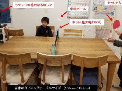 自宅の卓球セット